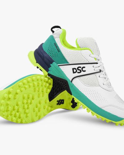 DSC Jaffa Neo Rubber Cricket Shoes – 2025 (White-Lime-Green)