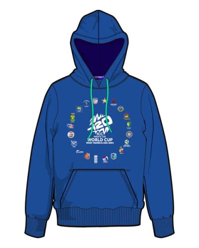 ICC T20 World Cup Men Colbat Blue Hoodie Cricket Teams – 2024