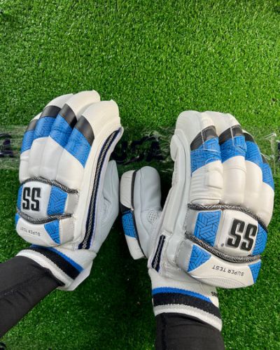 SS Super Test Sky Blue and White Batting Gloves