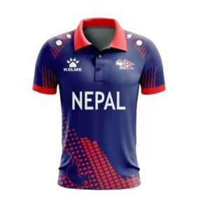 Nepal Cricket Jersey – Red & Blue Home Colours